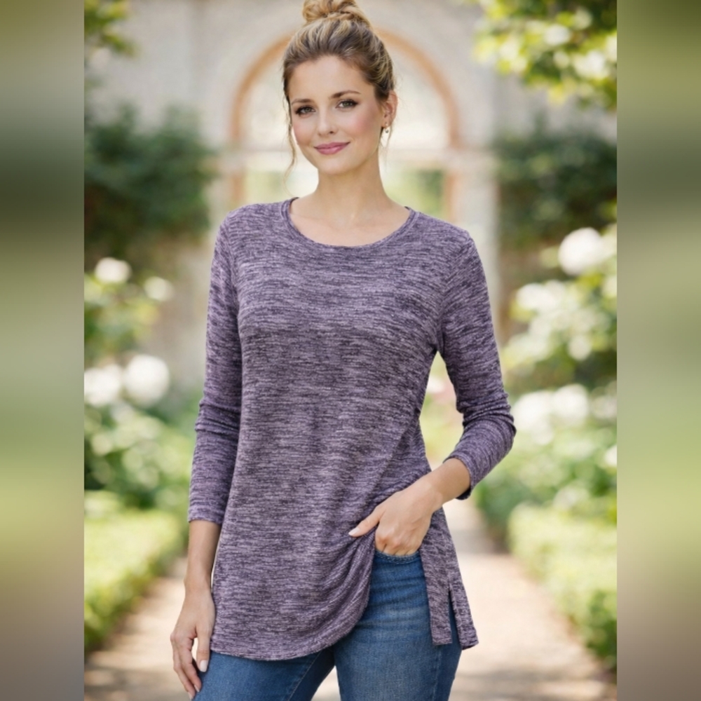 CLEARANCE Ellen Tracy Marled Knit Tunic Sweater